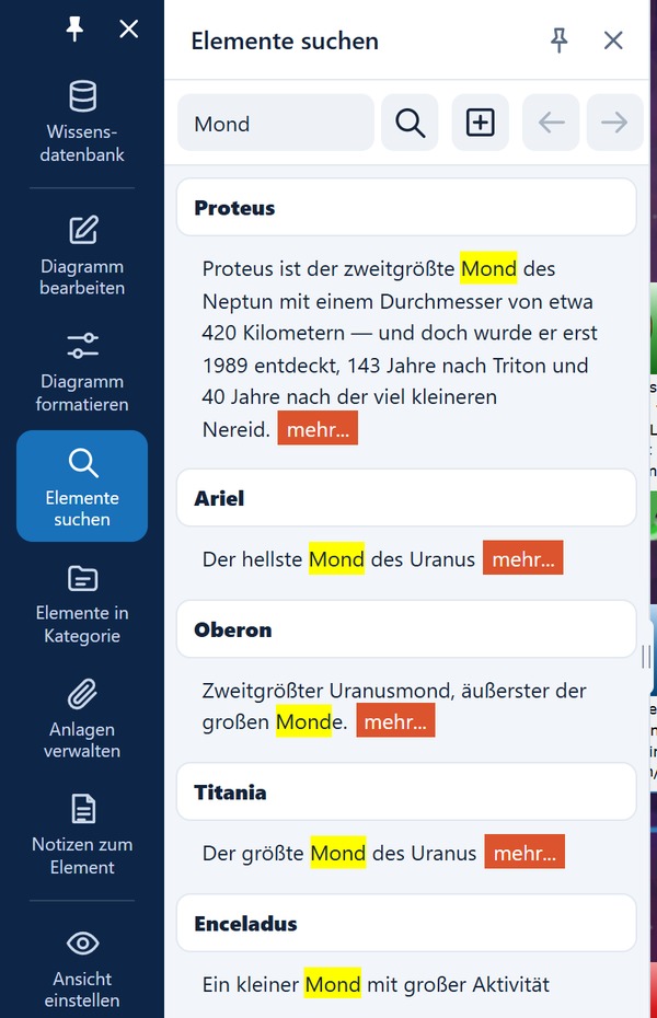 Panel Elemente suchen mit den Treffern für „Mond“